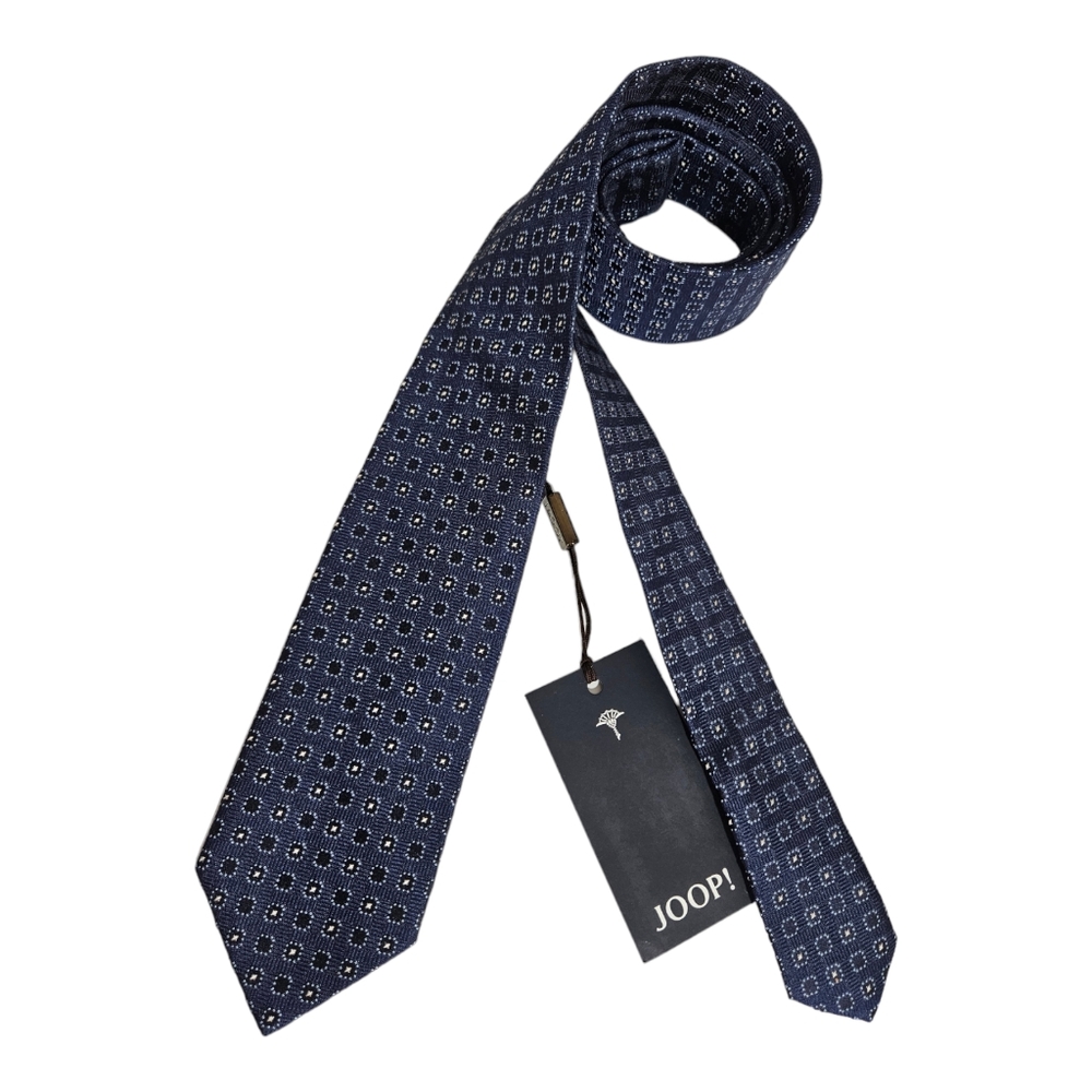 🆕️JOOP! Blue Geometric Silk LUXURY Slim Tie ITALY